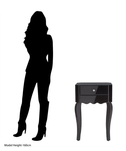 Orchessa 1 Drawer Black Mirrored Glass Side Table