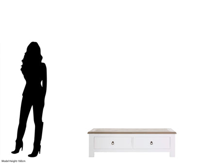 Hawthorne White and Oak Wood Coffee Table with Drawers
