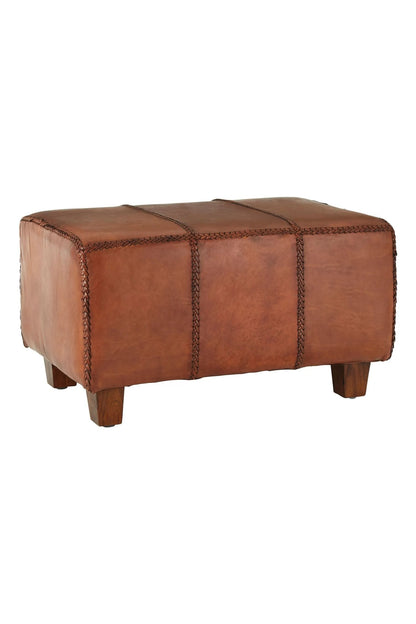 Andes Leather Bench With Teak Wood Legs