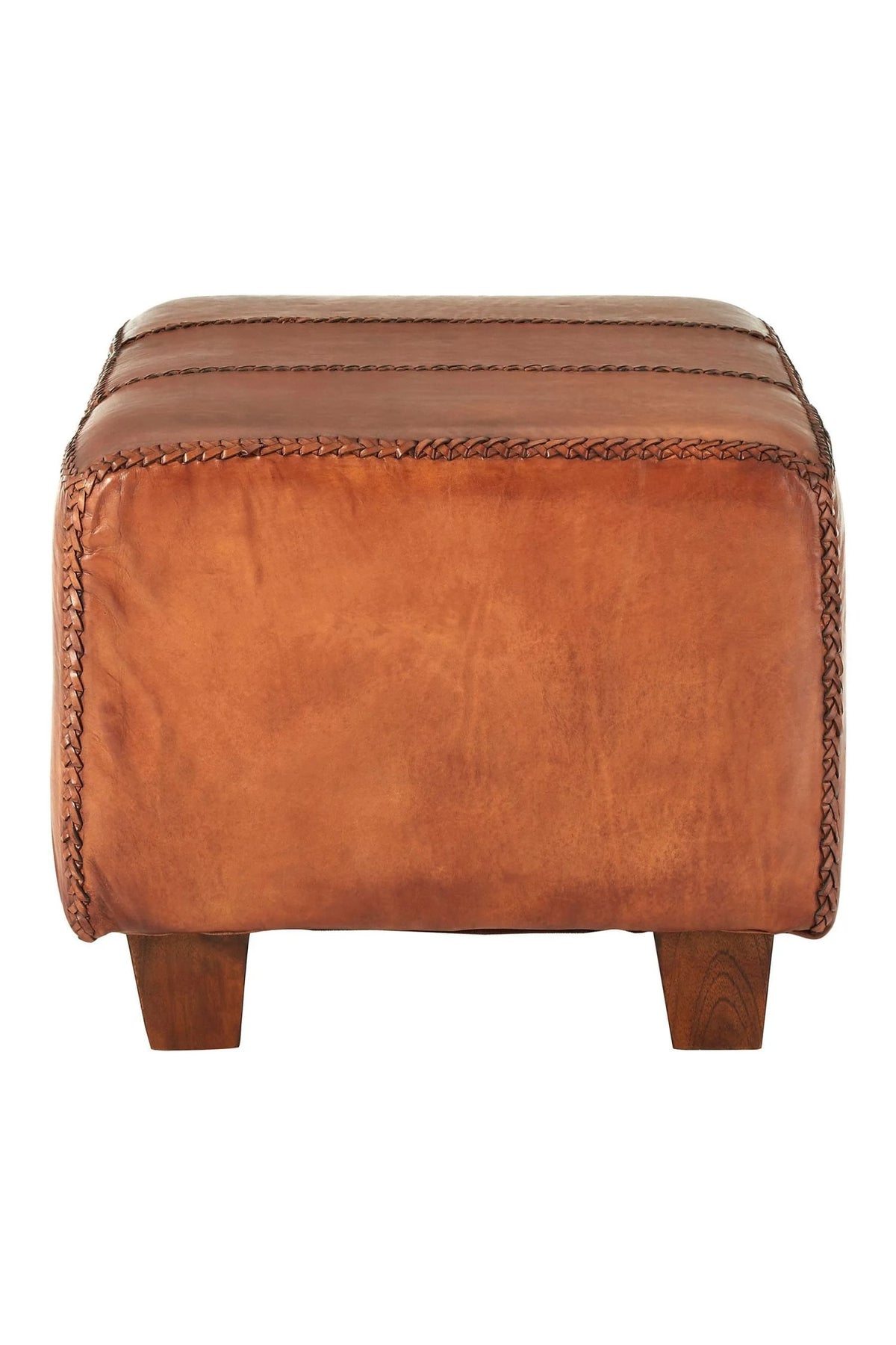 Andes Leather Bench With Teak Wood Legs