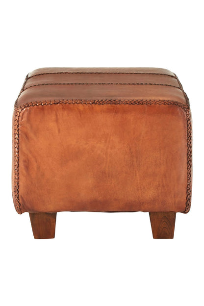Andes Leather Bench With Teak Wood Legs
