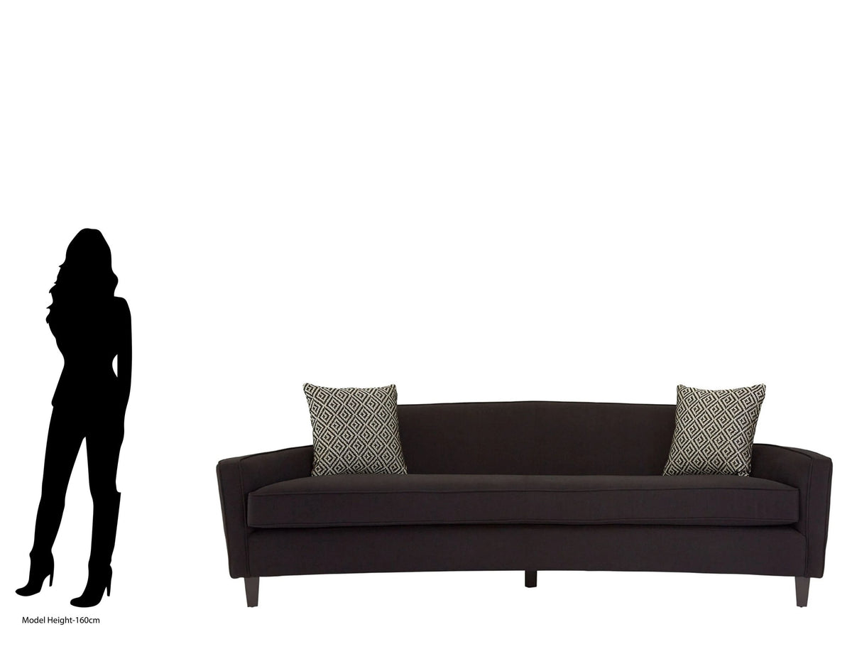 Roslyn 3 Seat Black Dimity Fabric Sofa