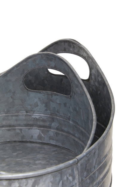 Estate Set Of Two Galvanised Steel Oval Trays