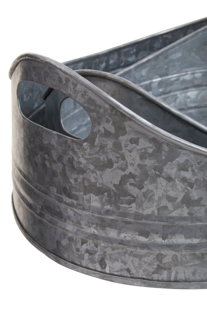 Estate Set Of Two Galvanised Steel Oval Trays