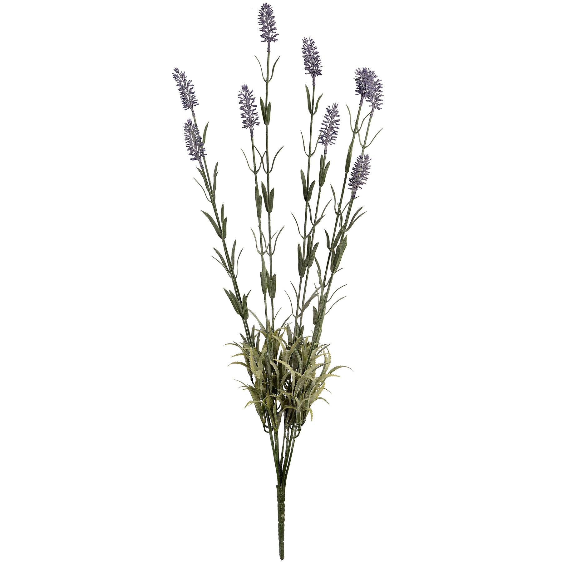 Large lavender spray featuring nine delicate purple blooms on bendable green stems, perfect for elegant home decor.