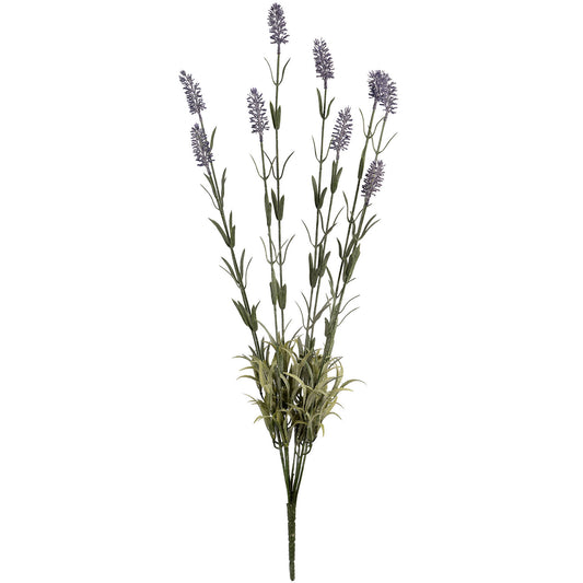 Large lavender spray featuring nine delicate purple blooms on bendable green stems, perfect for elegant home decor.