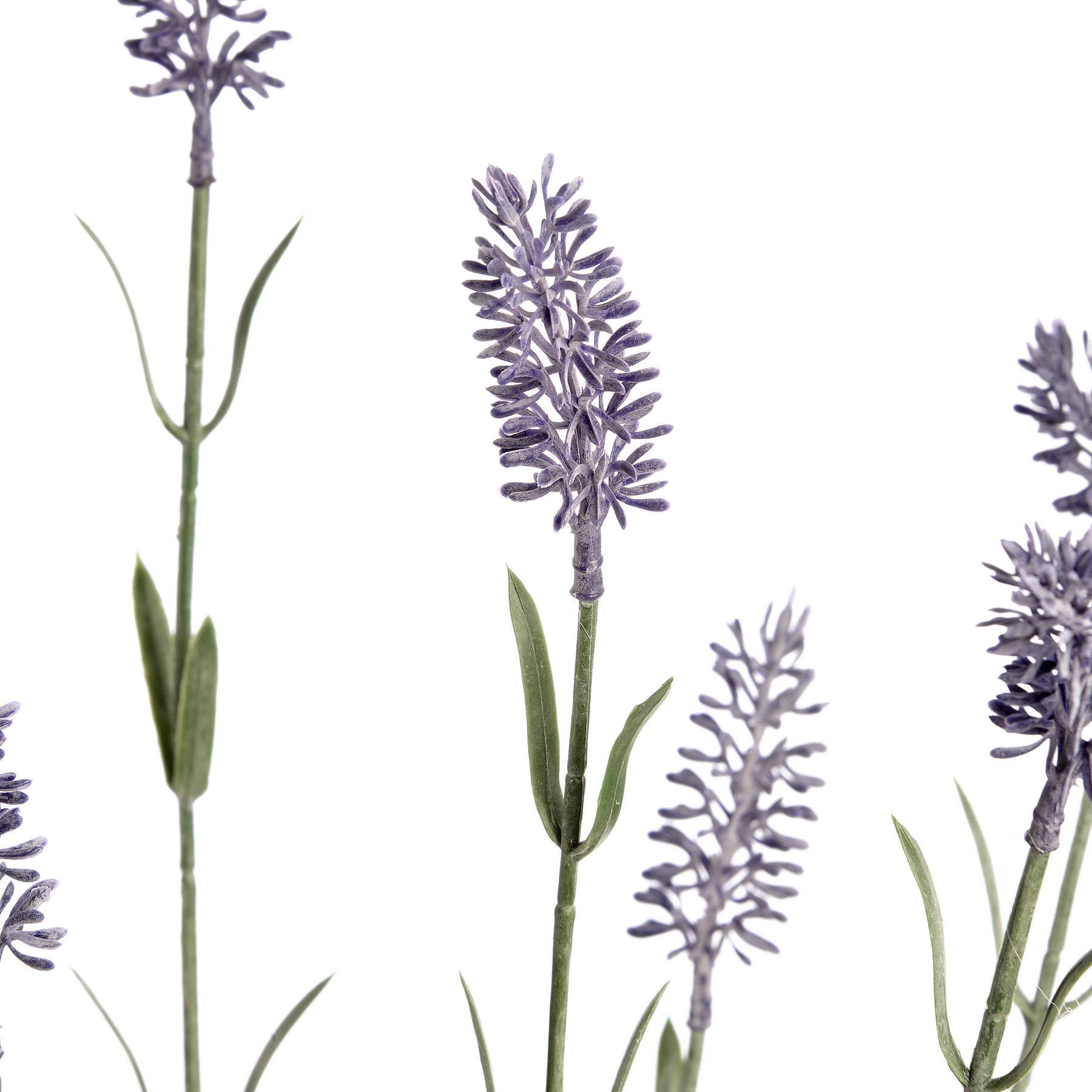 Large lavender spray featuring nine detailed purple blooms and green leaves, ideal for elegant, maintenance-free decor.