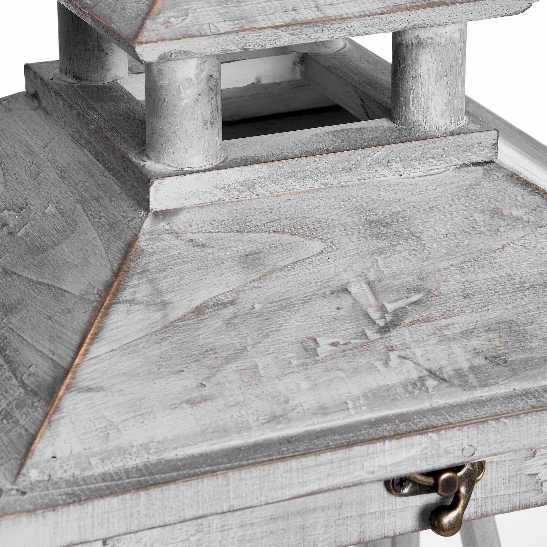 Set Of Three Wooden Lanterns With Traditional Cross Section - Lanterns from the Quanta Home collection.