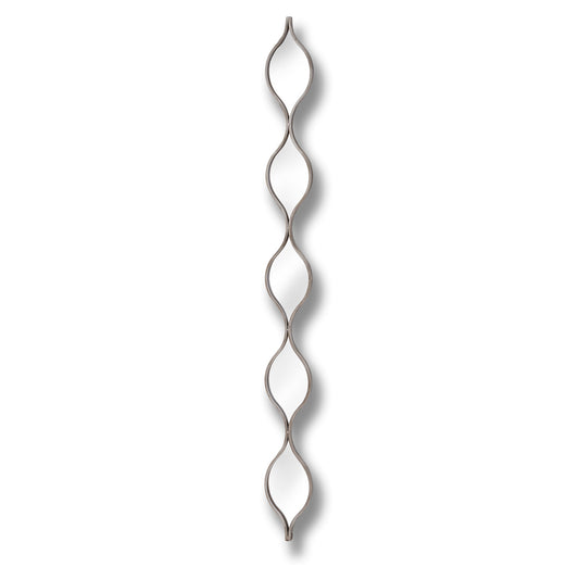 Sleek, elongated silver mirror with a wavy design, adding a touch of elegance to walls in any decor style.