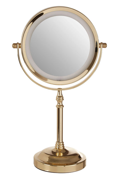 Lucent Gold Colour Iron LED Table Mirror