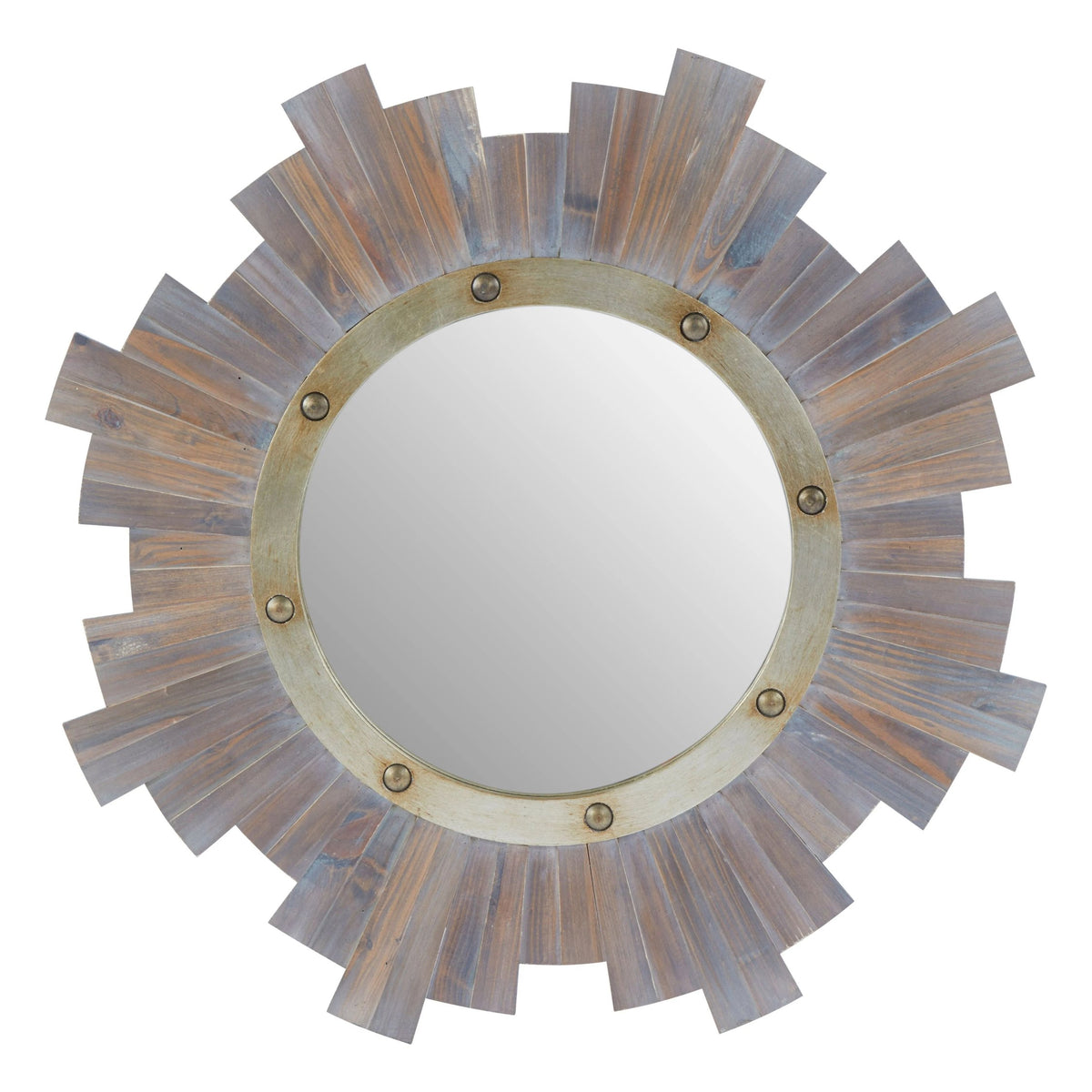 Rayelle Wooden Wall Mirror with Nail head
