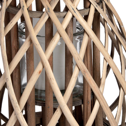 Small Wicker Bulbous Lantern - Coastal Inspired from the Quanta Home collection.