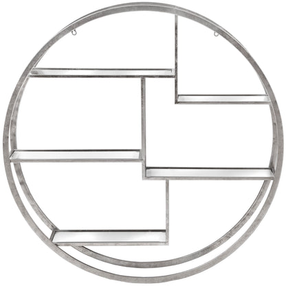 Large Circular Silver Wall Hanging Multi Shelf - Shelf Unit from the Quanta Home collection.