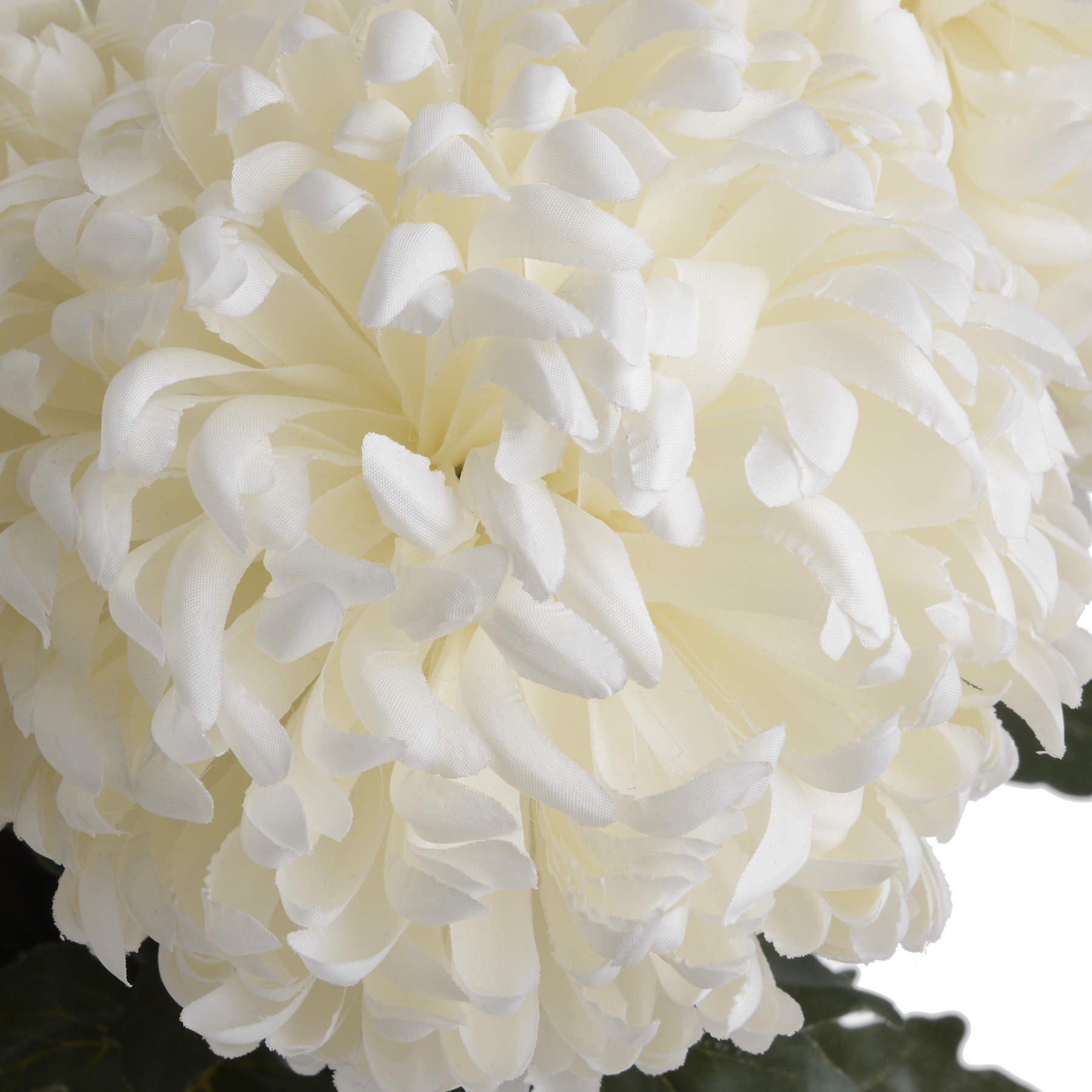 Lifelike large white chrysanthemum with layered, delicate petals, ideal for elegant, low-maintenance home decor.