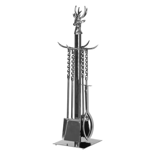 Hand Turned Stag Companion Set In Polished Nickel - Companion Sets and Accessories from the Quanta Home collection.