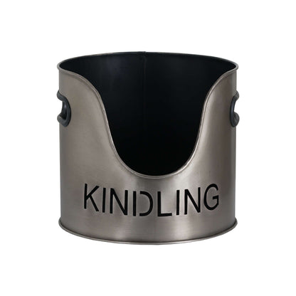 Pewter Finish Logs And Kindling Buckets & Matchstick Holder - Buckets, Hods and Holders from the Quanta Home collection.
