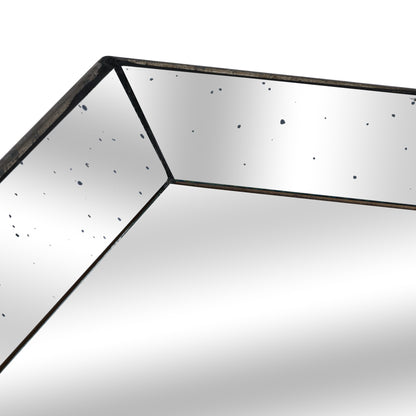 Astor Distressed Mirrored Square Tray W/Wooden Detailing Lge - Trays from the Quanta Home collection.