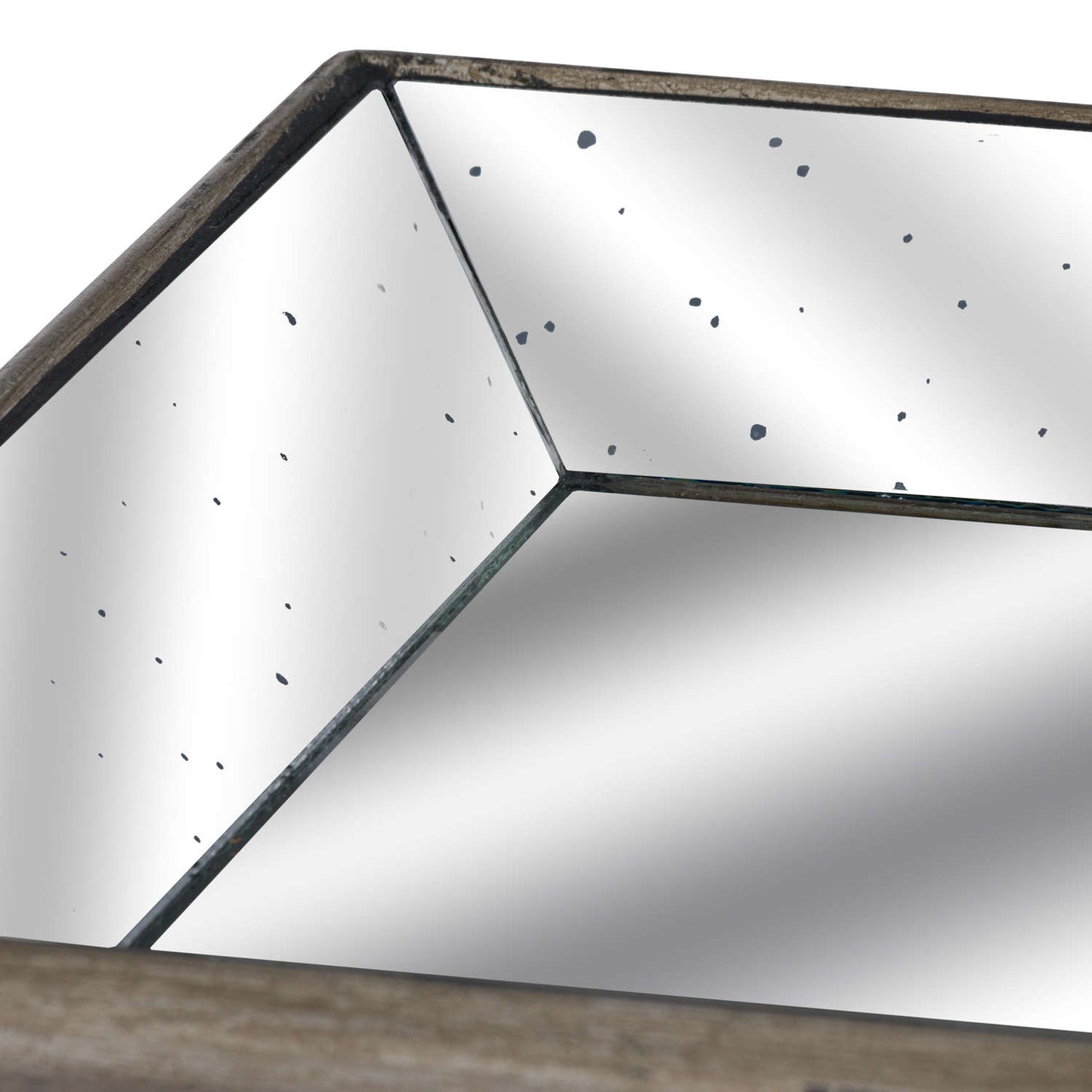 Astor Distressed Mirrored Tray With Wooden Detailing - Trays from the Quanta Home collection.