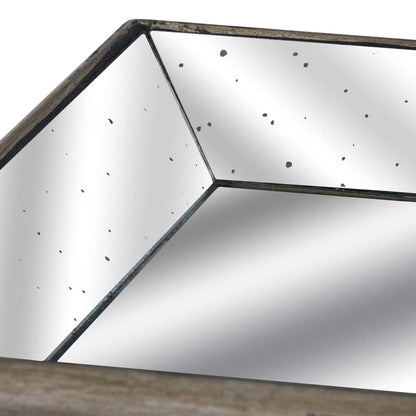 Astor Distressed Mirrored Tray With Wooden Detailing - Trays from the Quanta Home collection.