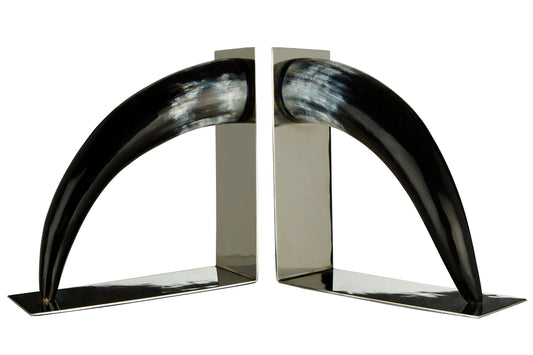 Cornu Set Of Two Buffalo Horn Bookends