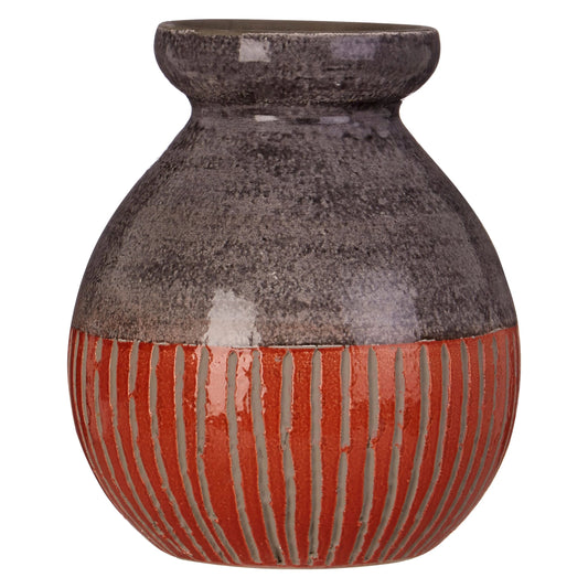 Chromelle Grey and Orange Earthenware Vase