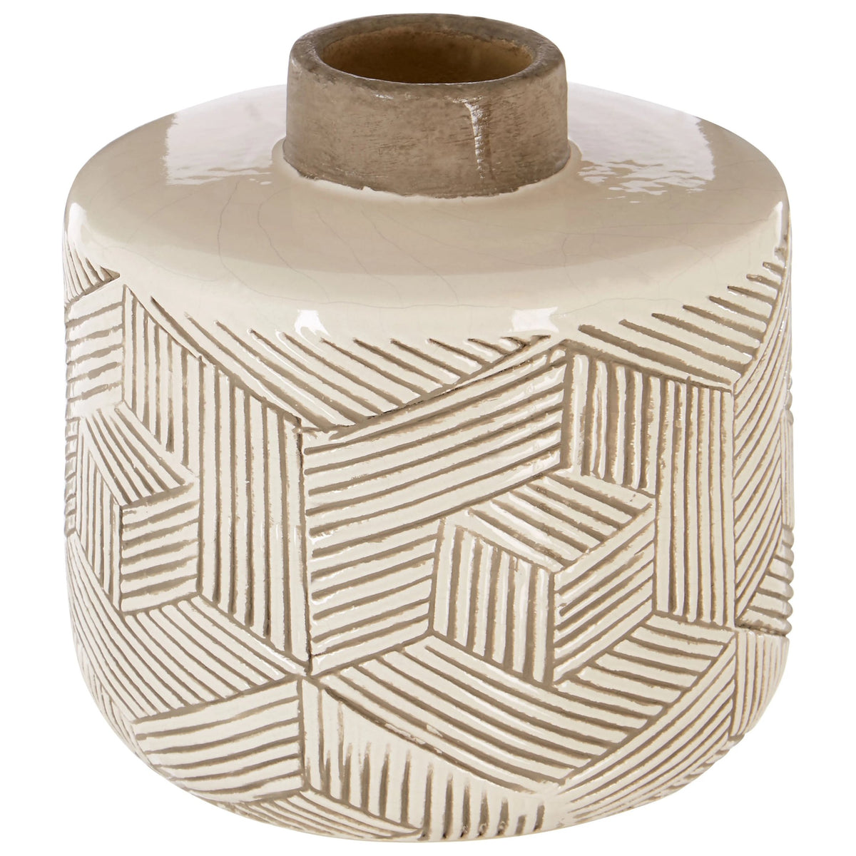 Strata Cream Textured Small Earthenware Vase