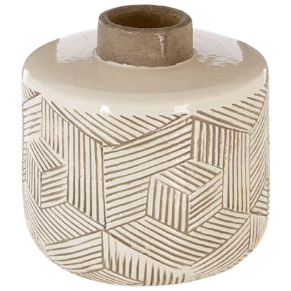 Strata Cream Textured Small Earthenware Vase