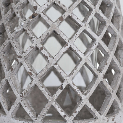 Large Conical Ceramic Lattice Hurricane Lantern - Candle Holders from the Quanta Home collection.