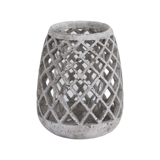 Large Conical Ceramic Lattice Hurricane Lantern - Candle Holders from the Quanta Home collection.