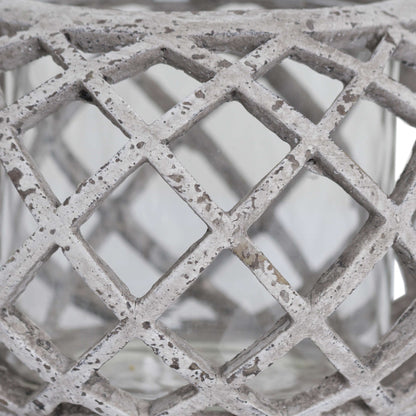 Round Ceramic Lattice Hurricane Lantern - Candle Holders from the Quanta Home collection.