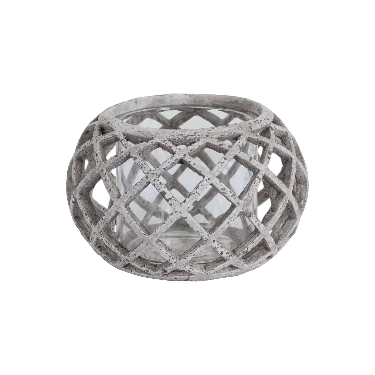 Round Ceramic Lattice Hurricane Lantern - Candle Holders from the Quanta Home collection.