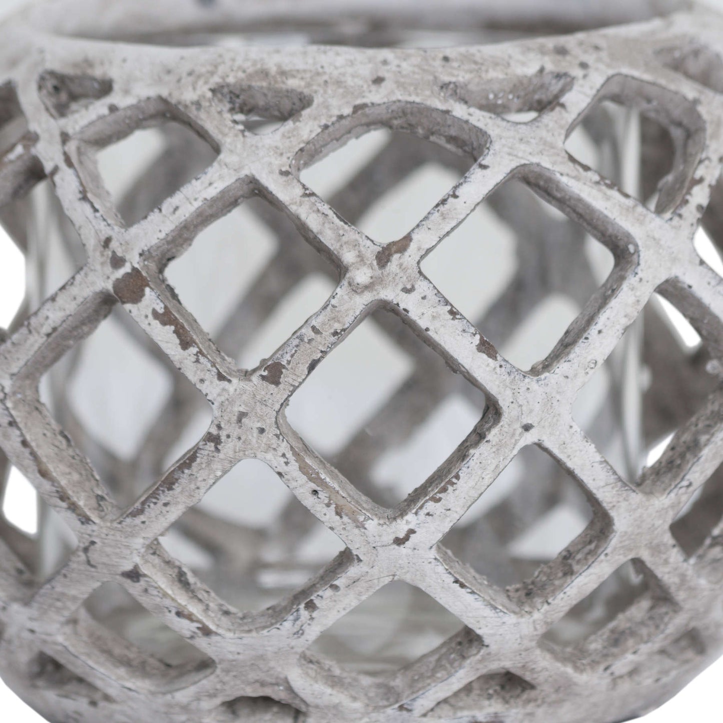 Large Round Ceramic Lattice Hurricane Lantern - Candle Holders from the Quanta Home collection.