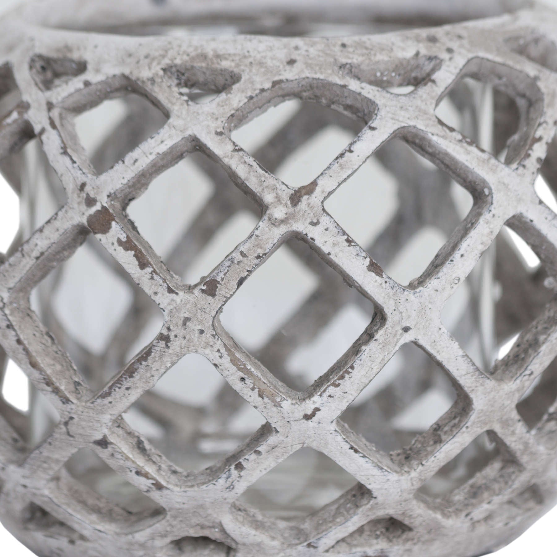 Large Round Ceramic Lattice Hurricane Lantern - Candle Holders from the Quanta Home collection.