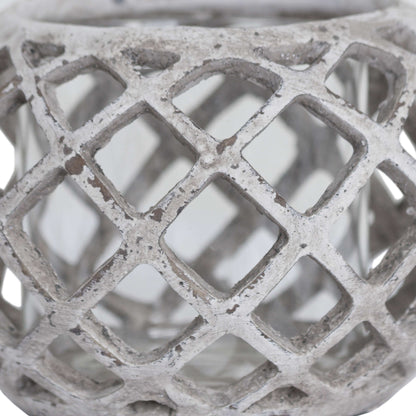 Large Round Ceramic Lattice Hurricane Lantern - Candle Holders from the Quanta Home collection.