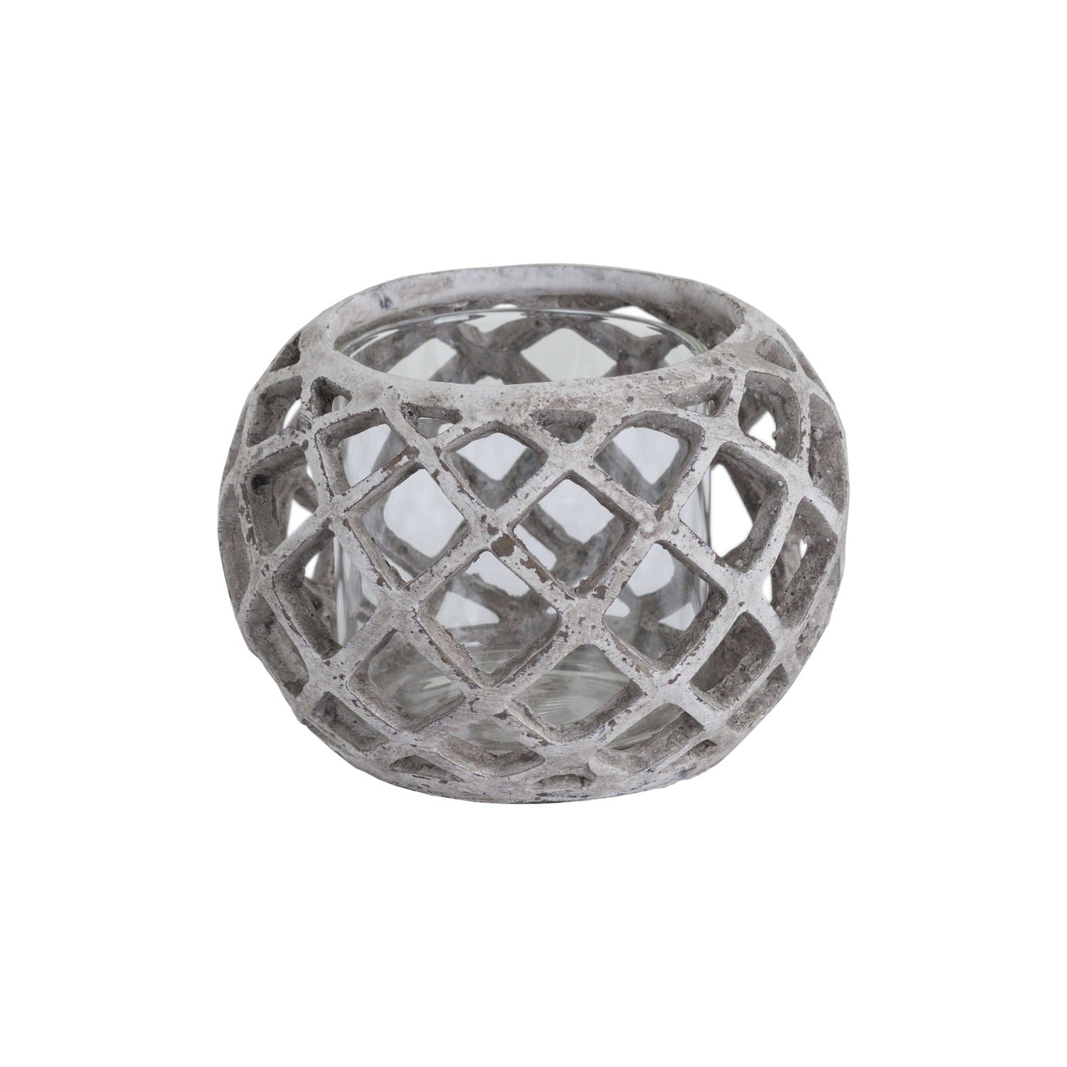 Large Round Ceramic Lattice Hurricane Lantern - Candle Holders from the Quanta Home collection.