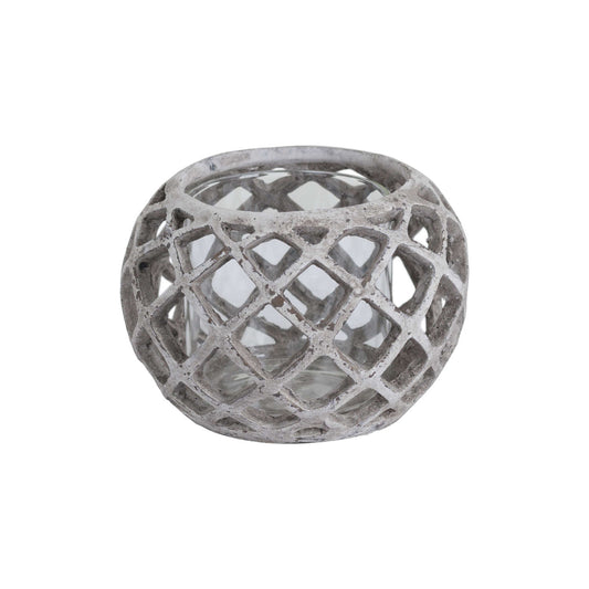 Large Round Ceramic Lattice Hurricane Lantern - Candle Holders from the Quanta Home collection.