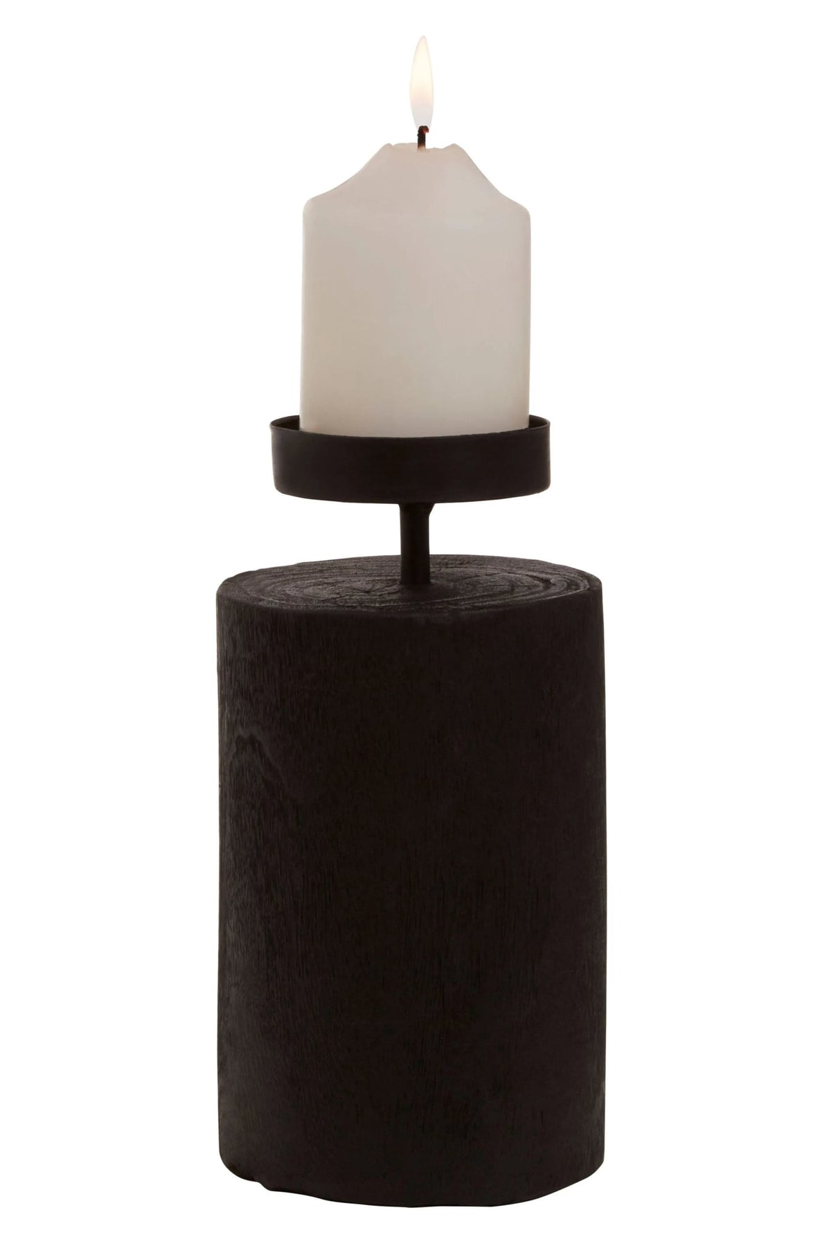 Oasis Black Wooden Large Candle Holder