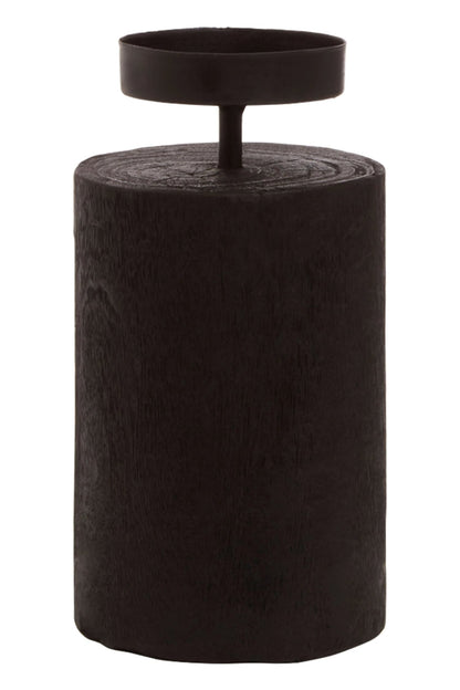 Oasis Black Wooden Large Candle Holder