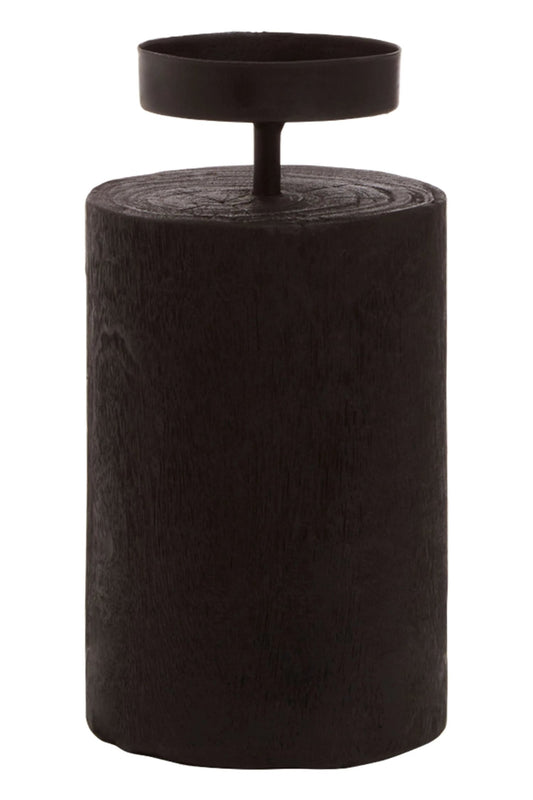 Oasis Black Wooden Large Candle Holder