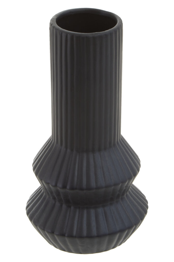 Scala Black Ribbed Vase