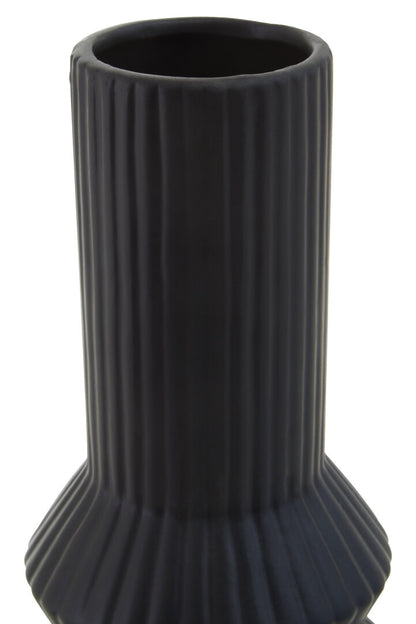 Scala Black Ribbed Vase
