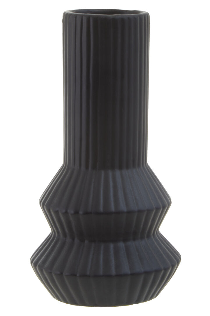 Scala Black Ribbed Vase