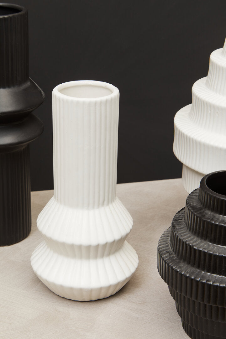 Scala White Ribbed Vase