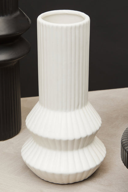 Scala White Ribbed Vase