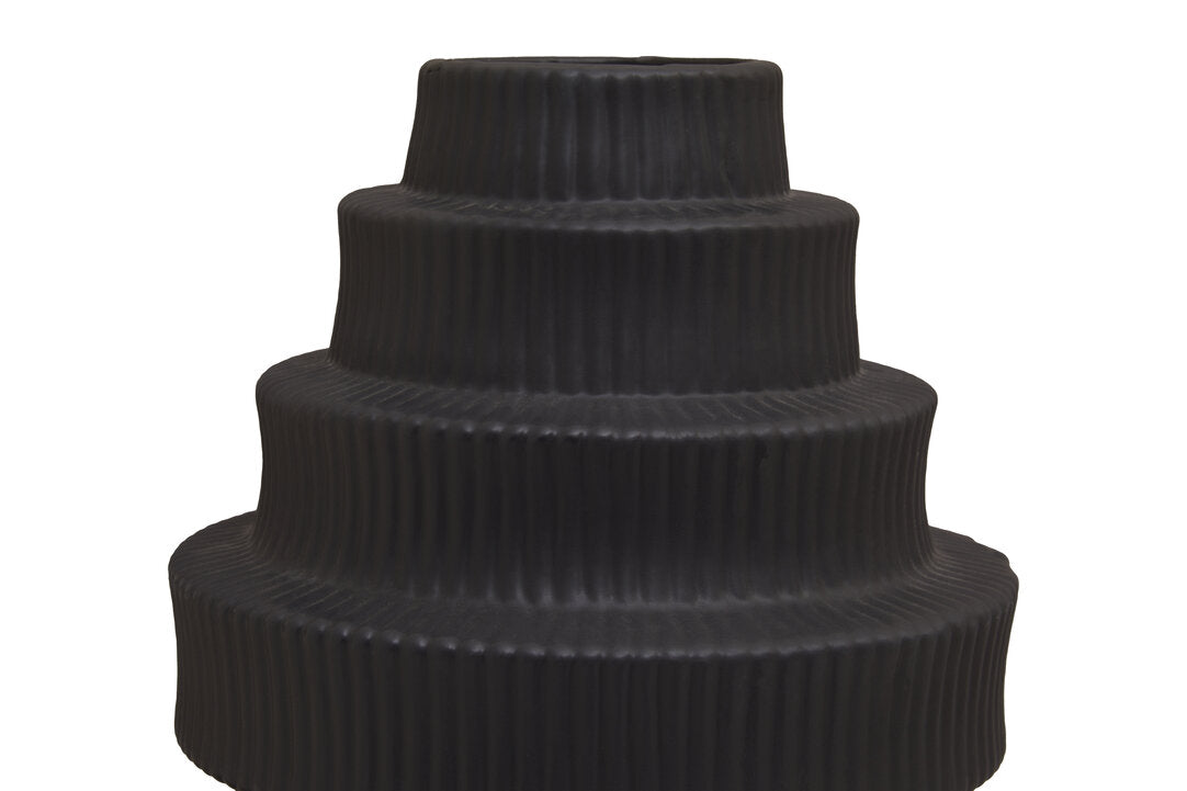 Scala Black Large Step Design Vase