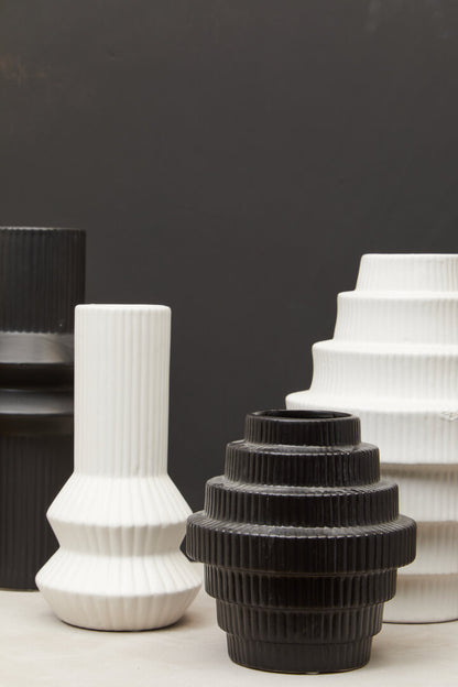 Scala White Large Step Design Vase