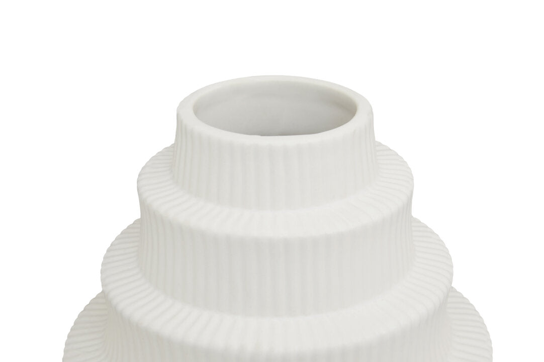 Scala White Large Step Design Vase