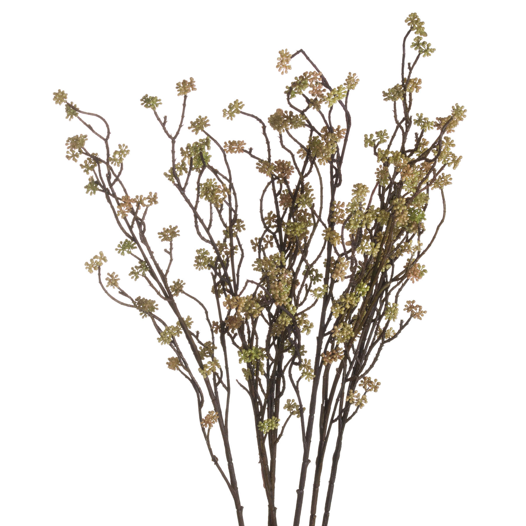 Realistic green Sedum branches with delicate blooms, perfect for elegant decor and effortless arrangements.