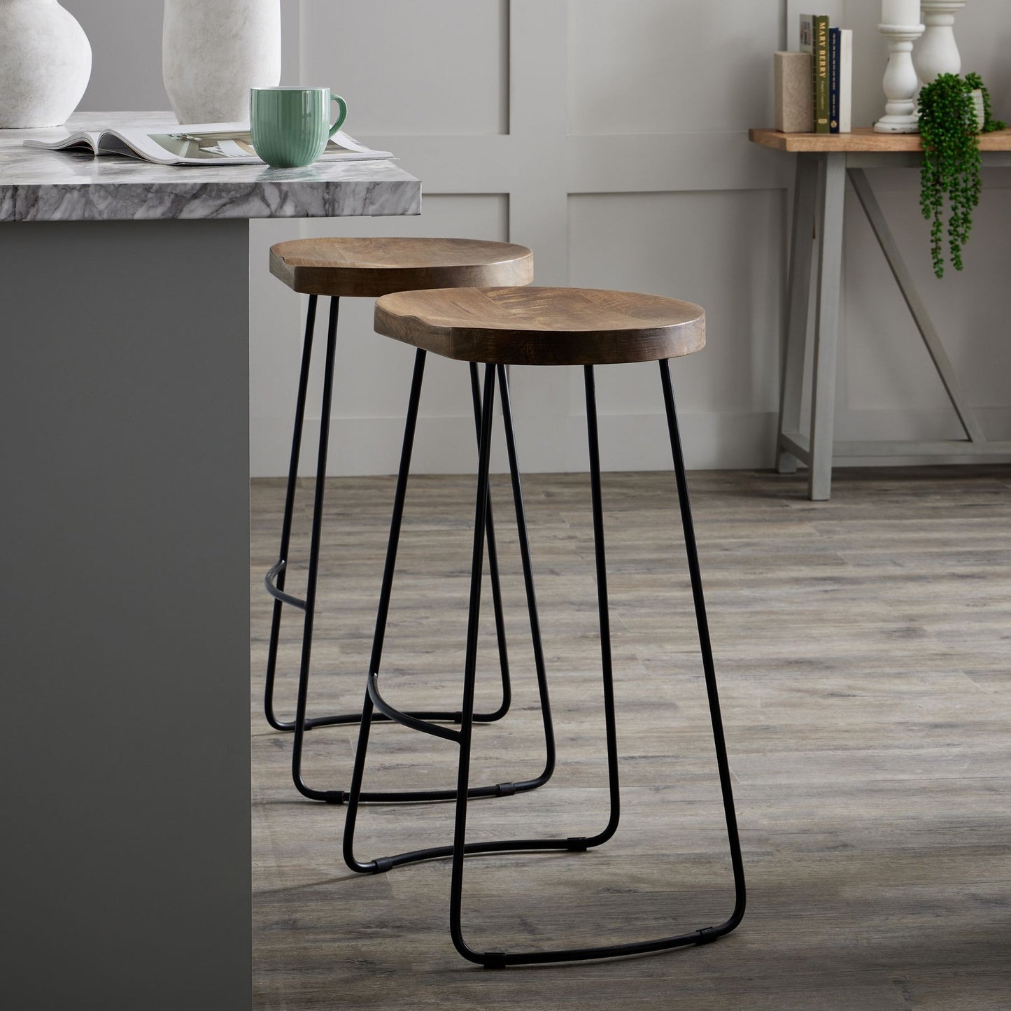 Franklin Hardwood Shaped Bar Stool - Settee from the Quanta Home collection.