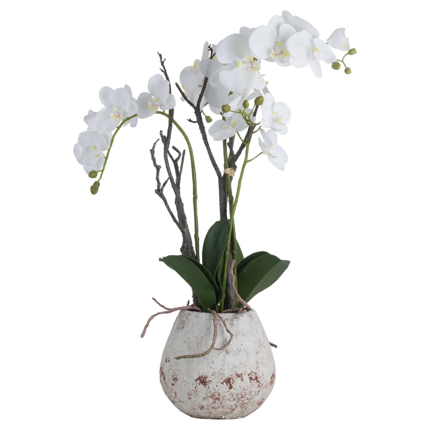 White Orchid In Stone Pot - All Artificial Flowers from the Quanta Home collection.